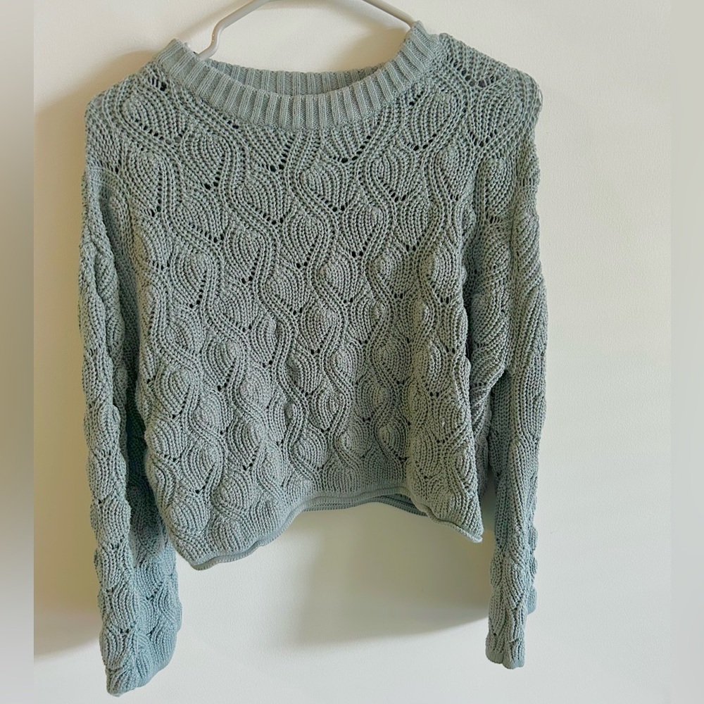 Topaz Green Patterned Knot Sweater